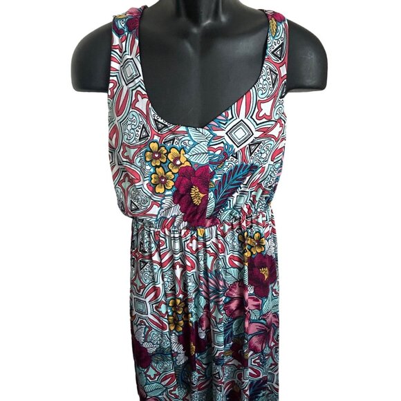 Women Love Tropical Print Maxi Sundress  Razor Back - Picture 4 of 10
